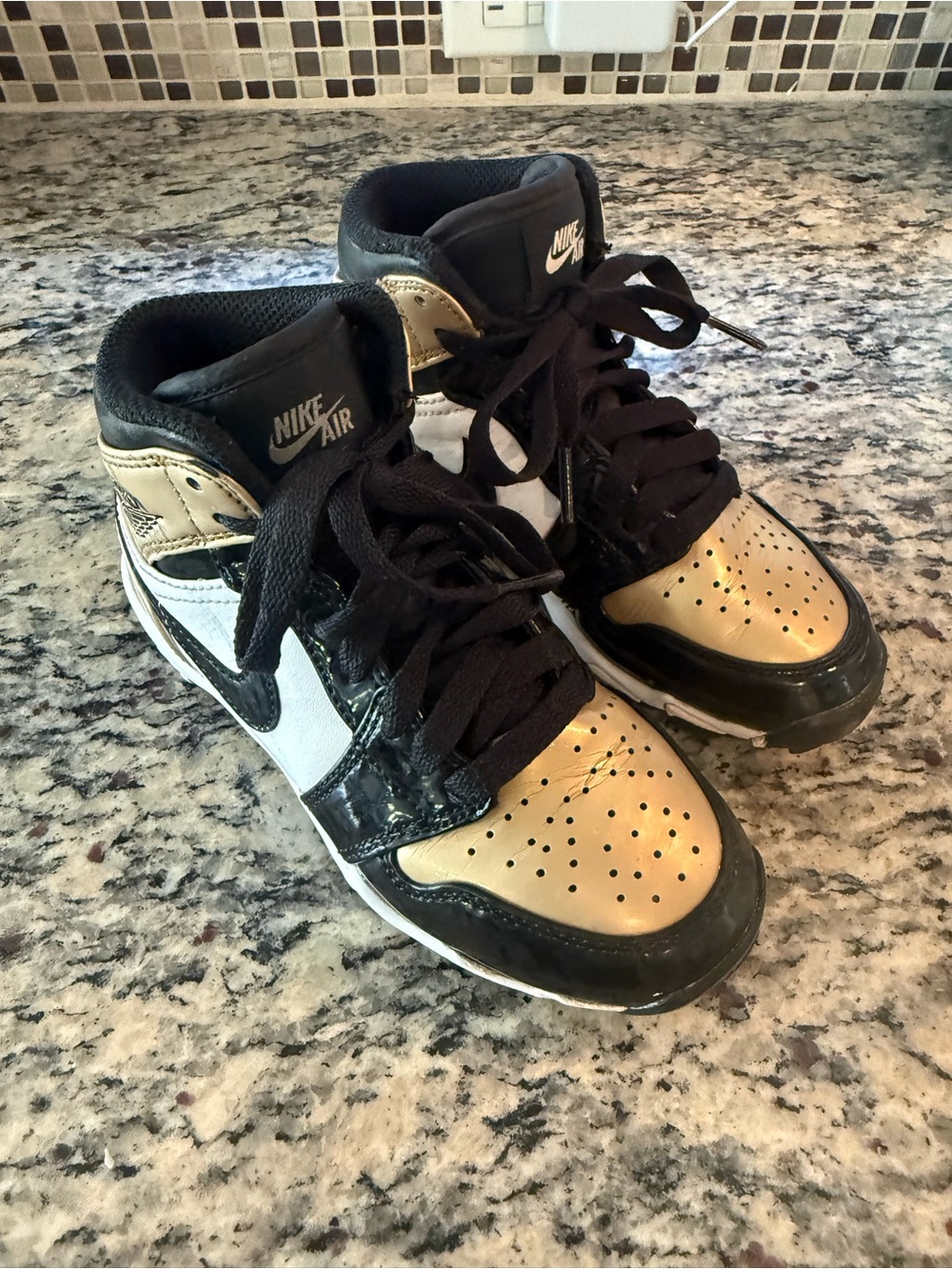 Nike Kids Black, Gold & White High-Top Sneakers
